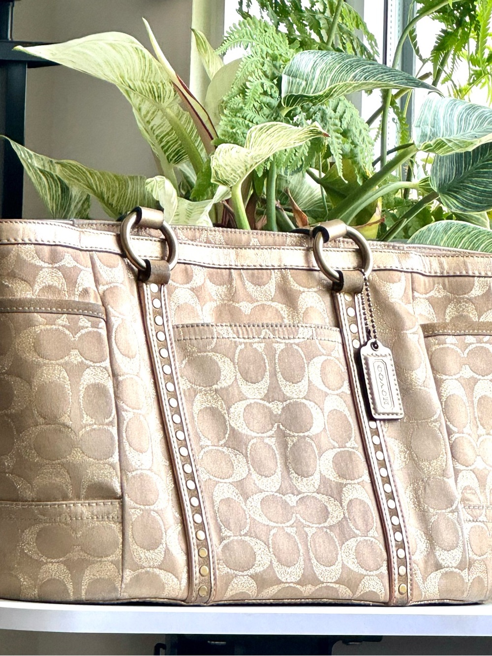 Coach Signature Gold Tote with Studded Straps
#60867-F12853 - Picture 15 of 16